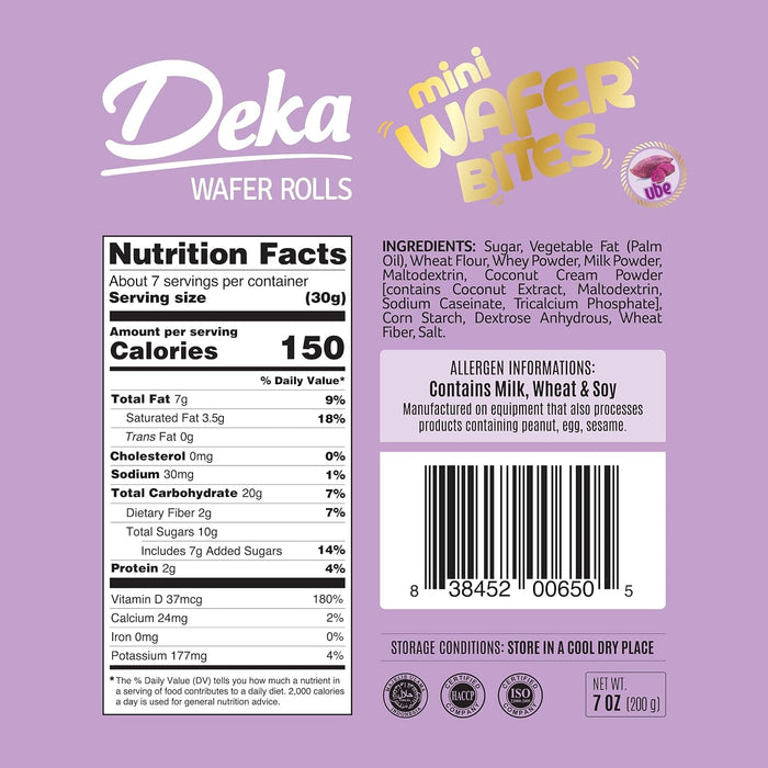 Deka Mini Wafer Bites Ube ミニビストウエハースロール ウベ 180g