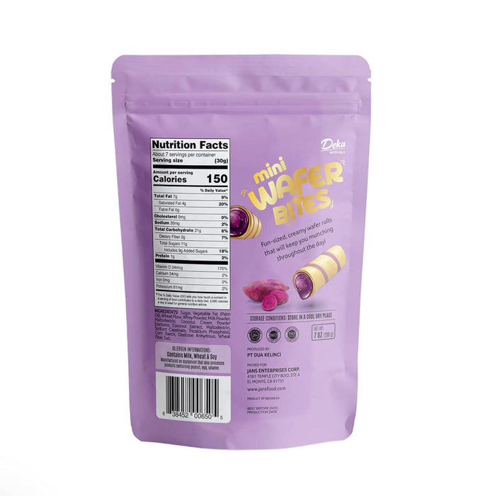 Deka Mini Wafer Bites Ube ミニビストウエハースロール ウベ 180g